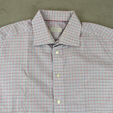 Camisa ETON contemporânea XL 44 17.5 xadrez recortada colarinho barril punho designer NOVA comprar usado  Enviando para Brazil