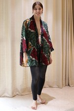 Seda Corto Kimono Abrigo Duster Chaqueta Cárdigan Capa Suelto Bata Blanco Roto comprar usado  Enviando para Brazil