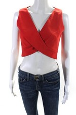 Blusa crop top Robert Rodriguez feminina crepe gola V sem mangas vermelha tamanho 2 comprar usado  Enviando para Brazil