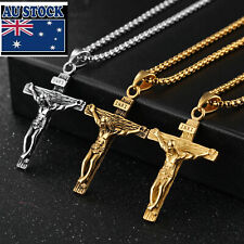 Colar de corrente masculino de aço inoxidável ouro prata crucifixo Jesus preto, usado comprar usado  Enviando para Brazil
