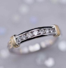 Usado, 1/4Ct Round Cut Channel-Set Cubic Zirconia Wedding Band Ring In Solid 925 Silver comprar usado  Enviando para Brazil