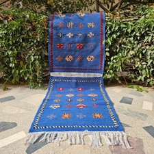 Alfombra azul, alfombra única, suelo y alfombras, alfombra azul marroquí, alfombra marroquí Kilim segunda mano  Embacar hacia Mexico