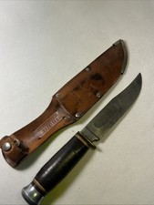 Faca de caça vintage Edge Mark Solingen Alemanha #456 couro empilhado com bainha, usado comprar usado  Enviando para Brazil