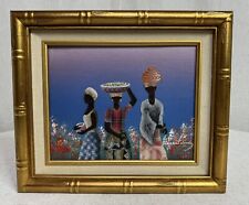 Tecido a óleo assinado arte preferência pessoal pintura africana textura tela emoldurada, usado comprar usado  Enviando para Brazil