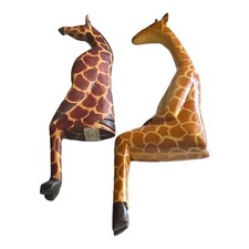 Usado, Par de estatuetas de arte popular pintadas vibrantemente de madeira com prateleira de girafa comprar usado  Enviando para Brazil
