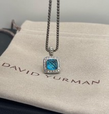 Usado, David.Yurman 7mm Albion prata esterlina azul topázio pavê colar de diamante 18 comprar usado  Enviando para Brazil