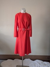 Vestido Office Core Vintage Médio Laranja Neon Mod Plissado com Cinto Anos 70 Carreira Retrô comprar usado  Enviando para Brazil