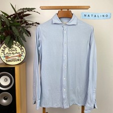 Usado, Camisa polo Natalino (M) algodão manga longa botão piquet casual fina azul Itália comprar usado  Enviando para Brazil