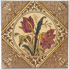 Azulejo para lareira vitoriano estampa floral e tonalidade por Decorative Art Tile Co C1890 comprar usado  Enviando para Brazil