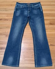 Jeans feminino Cowgirl Up 32x34 boot cut azul denim bordado bolsos traseiros azul comprar usado  Enviando para Brazil