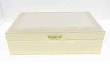 Usado, Caixa de joias MELE marfim interior dourado 2 níveis ganchos fundo de feltro limpo 12,5"X8" comprar usado  Enviando para Brazil