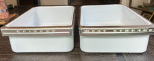 Gavetas de geladeira vintage vegetarianas CRISPER & CARNE armazenamento esmalte branco comprar usado  Enviando para Brazil
