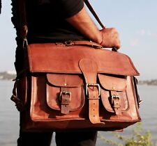Bolsa satchel vintage de couro carteiro laptop pasta frete grátis presente unissex comprar usado  Enviando para Brazil