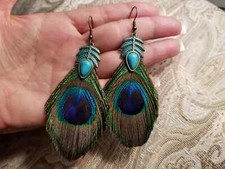 Earrings peacock feather for sale  Nashville
