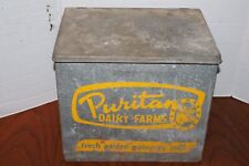 Vintage Puritan Dairy Farmsl GARRAFA DE LEITE DE METAL GALVANIZADO VARANDA CAIXA REFRIGERADOR comprar usado  Enviando para Brazil