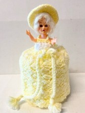 Capa de papel higiênico vintage amarela crochê menina mulher boneca retrô MCM banheiro 9" comprar usado  Enviando para Brazil