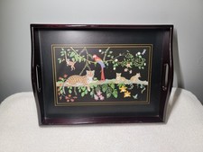 Bandeja de madeira Lynn Chase Jaguar Jungle com alças 16 X 12 comprar usado  Enviando para Brazil