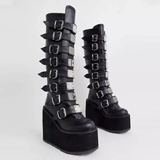 Botas de plataforma Black Chunky Super High - Botas altas góticas punk - Emo Goth Rock comprar usado  Enviando para Brazil