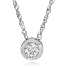 1/3 Ct Moldura Solitaire Pingente Diamante Natural 14K Ouro Branco Colar Feminino comprar usado  Enviando para Brazil