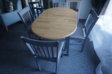 Mesa de jantar e 4 cadeiras conjunto de cozinha de madeira móveis oval qualidade extensível  comprar usado  Enviando para Brazil