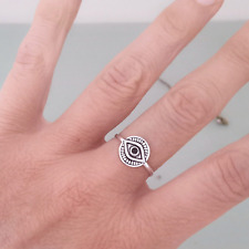 Anel Evil Eye Boho em prata esterlina, anel Lucky Eye de empilhamento fino, Turkish Eye comprar usado  Enviando para Brazil
