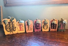 Usado, Arte folclórica rústica outono letras "BEM-VINDO" decoração madeira abóbora 2015 tampo de mesa em excelente estado usado  comprar usado  Enviando para Brazil