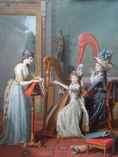 pintura a óleo 100% pintada à mão em tela "The Harp Lesson" comprar usado  Enviando para Brazil