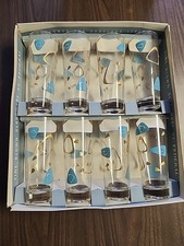 Conjunto de 8 copos de vidro ATOMIC BUMERANG Ameba turquesa, ouro federal MCM comprar usado  Enviando para Brazil