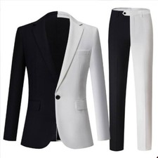 Smoking masculino branco preto terno entalhe lapela peito único personalizado festa tempo livre comprar usado  Enviando para Brazil