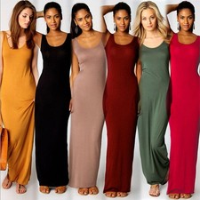Usado, Vestido longo feminino sexy regata maxi casual sem mangas verão vestido de praia comprar usado  Enviando para Brazil