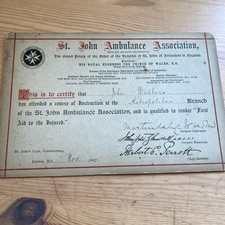 1900 certificado de ambulância St John para John Walters, ramo metropolitano, usado comprar usado  Enviando para Brazil