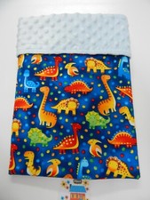 Cobertor de bebê dinossauros azul 90cm x 70cm Minkee ponto traseiro feito à mão  comprar usado  Enviando para Brazil