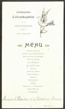 Menu. colombophile federation d'occasion  Expédié en Belgium