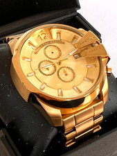 Relógio cronógrafo masculino DIESEL DZ4360 Mega Chief tom dourado EXIBIÇÃO DE LOJA, usado comprar usado  Enviando para Brazil