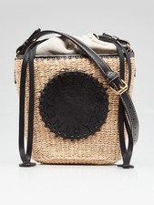 Bolsa cesta abacá couro sintético palha natural palha Stella McCartney comprar usado  Enviando para Brazil