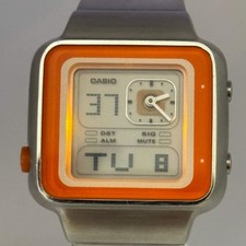 Relógios masculinos CASIO FUTURIST LAQ-2000D quartzo quadrado laranja digital Ana 35,8 mm comprar usado  Enviando para Brazil