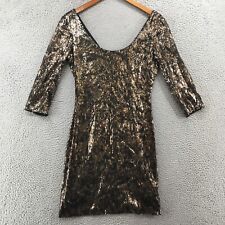 Vestido Bodycon feminino Guess lantejoulas 6 dourado manga 3/4 gola redonda zíper costas festa comprar usado  Enviando para Brazil