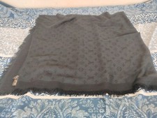 Usado, Xale silenciador cachecol preto monograma Louis Vuitton LV estola lã cashmere comprar usado  Enviando para Brazil