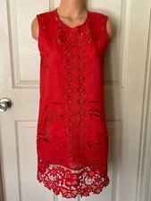 Vestido túnica feminino de linho bordado renda laranja queimado tamanho pequeno comprar usado  Enviando para Brazil