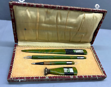 Conjunto de mesa antigo Art Deco verde e amarelo baquelite catalina com caixa comprar usado  Enviando para Brazil