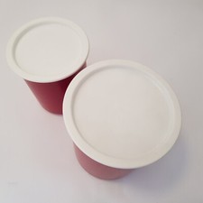 Tupperware frascos de armazenamento panelas com tampa cozinha conjunto de plástico vermelho branco vintage comprar usado  Enviando para Brazil