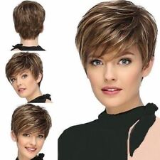 Peruca curta corte pixie destaque marrom loiro cabelo sintético para mulheres perucas naturais comprar usado  Enviando para Brazil