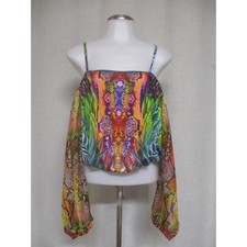 Blusa VENUS colorida arco-íris estampa de cobra manga folhada fora do ombro blusa P comprar usado  Enviando para Brazil