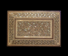 Caixa de madeira micro mosaico de Damasco, antiga/antiga 1940-1960 ótima marchetaria embutida comprar usado  Enviando para Brazil