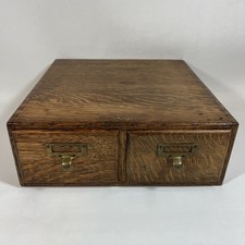 Antigo Macey madeira de carvalho serrado 2 gavetas cartão catálogo índice arquivo armário caixa 14"x14" comprar usado  Enviando para Brazil