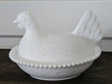 Usado, Vidro leitoso branco vintage galinha no ninho borda frisada perfeito estado  comprar usado  Enviando para Brazil
