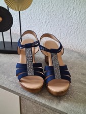 Keilabsatz sandalen blau gebraucht kaufen  Mühlheim