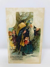 Cartão postal SANTA ~ MANTO AZUL saco de brinquedo de Natal BONECA ALEMANHA ~ Belsnickle vintage Natal 1911 comprar usado  Enviando para Brazil