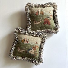 Usado, Conjunto de travesseiros de tapeçaria vintage 2 ganso country francês crianças franja veludo costas comprar usado  Enviando para Brazil