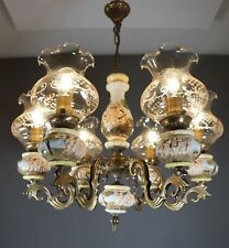 Usado, Candelabro colonial 6 luzes latão cerâmica soprado Murano CAPODIMONTE luminária comprar usado  Enviando para Brazil